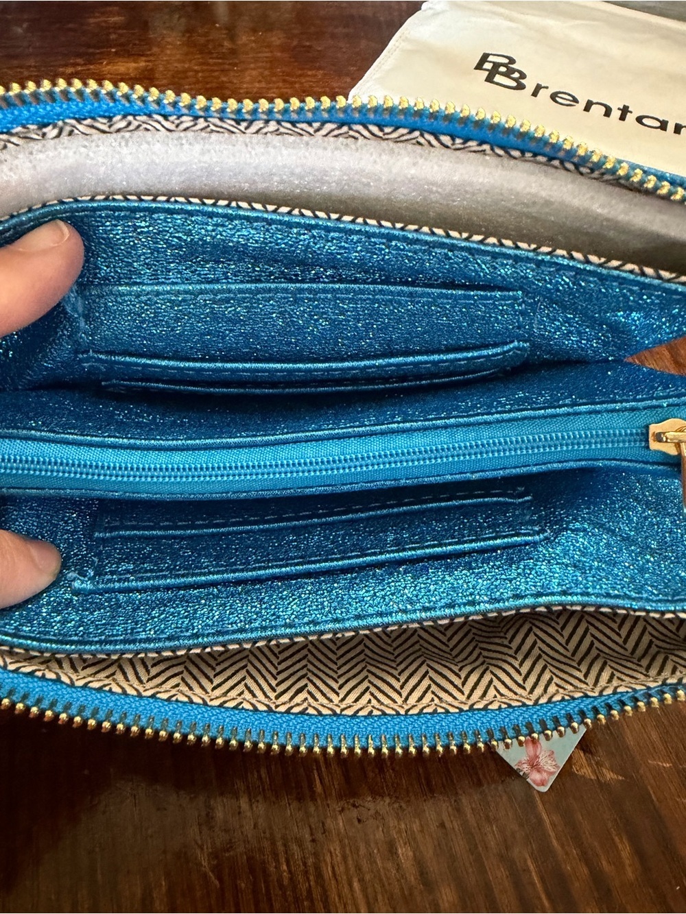 NWT Brentano Blue Sparkle Glitter Crossbody Or Wristlet - Picture 5 of 11